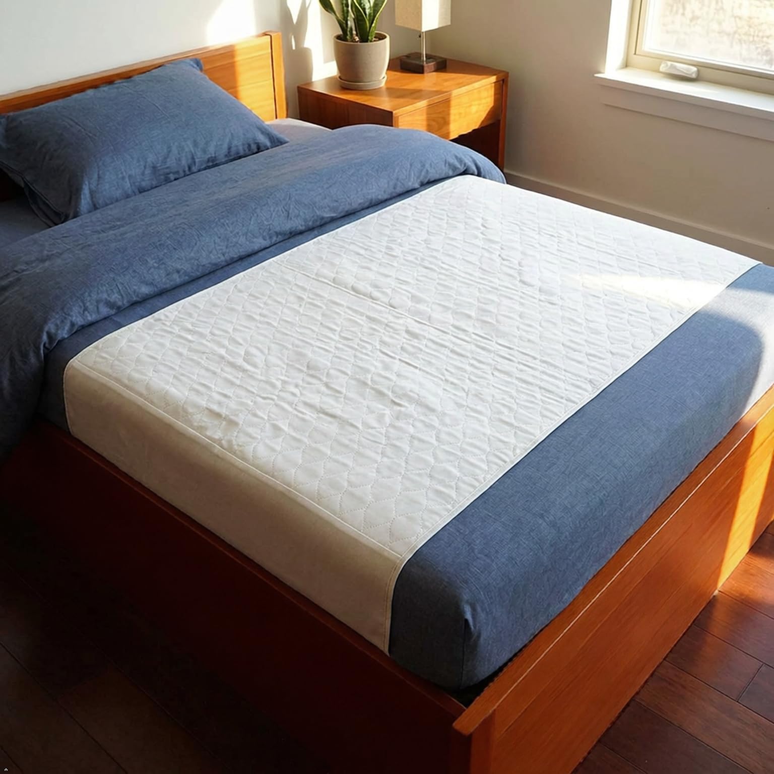 Careboree Paquete de 2 almohadillas reutilizables de algodón de primera calidad, para incontinencia, para cama Queen de 86 x 152 cm, lavable, estilo sillín, 21 pulgadas