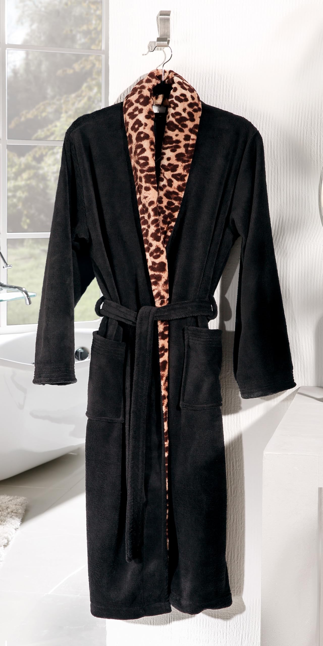 Playboy - Accappatoio per sauna e bagno, motivo leopardato, taglia M, L, XL
