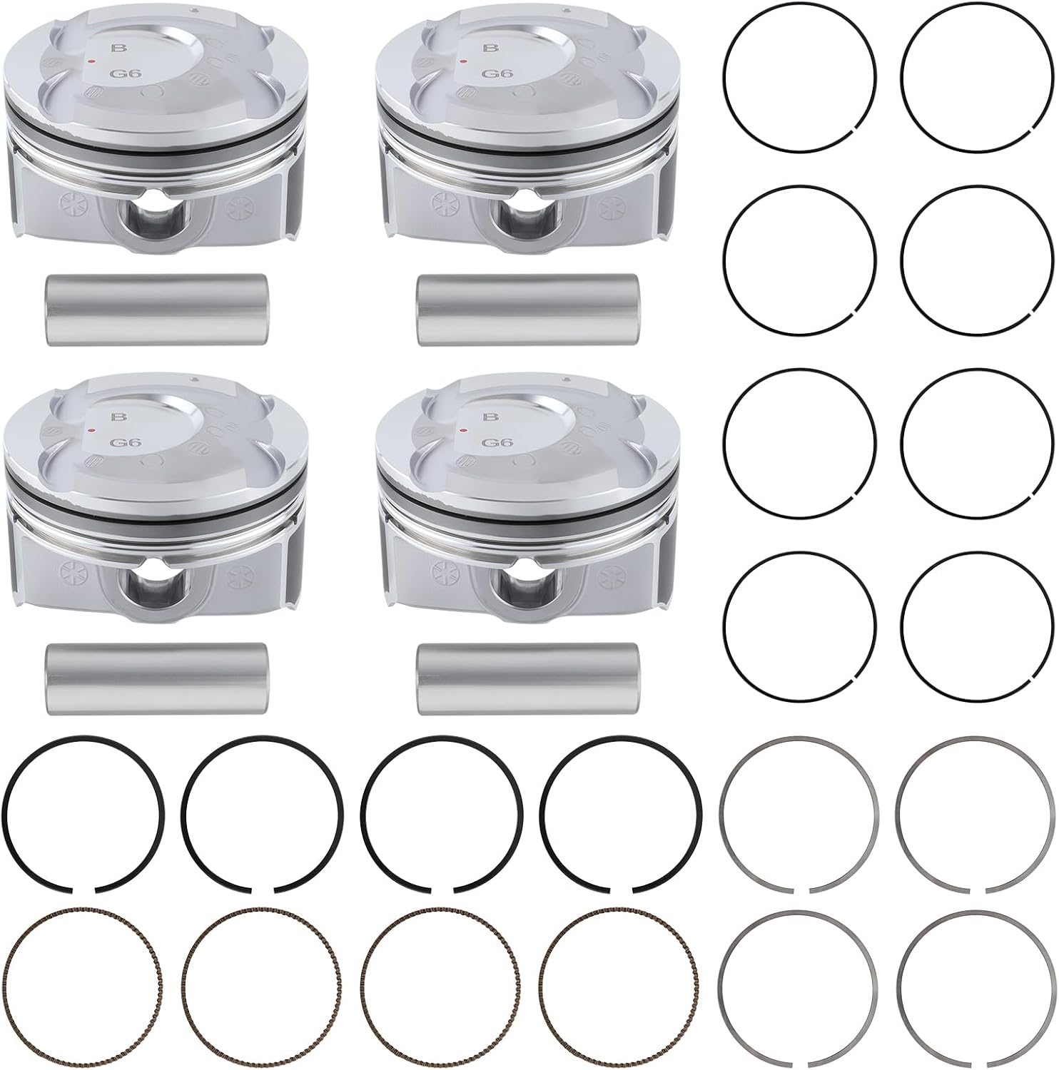 AUTOKAY 4 x Piston & Rings kit Fits for Hyundai Accent Kia Rio 1.6L DOHC 2012 2013 2014 2015 2016 2017, Re#23041-2B600, 23041-2B610, 23041-2B620, 23410-2B600