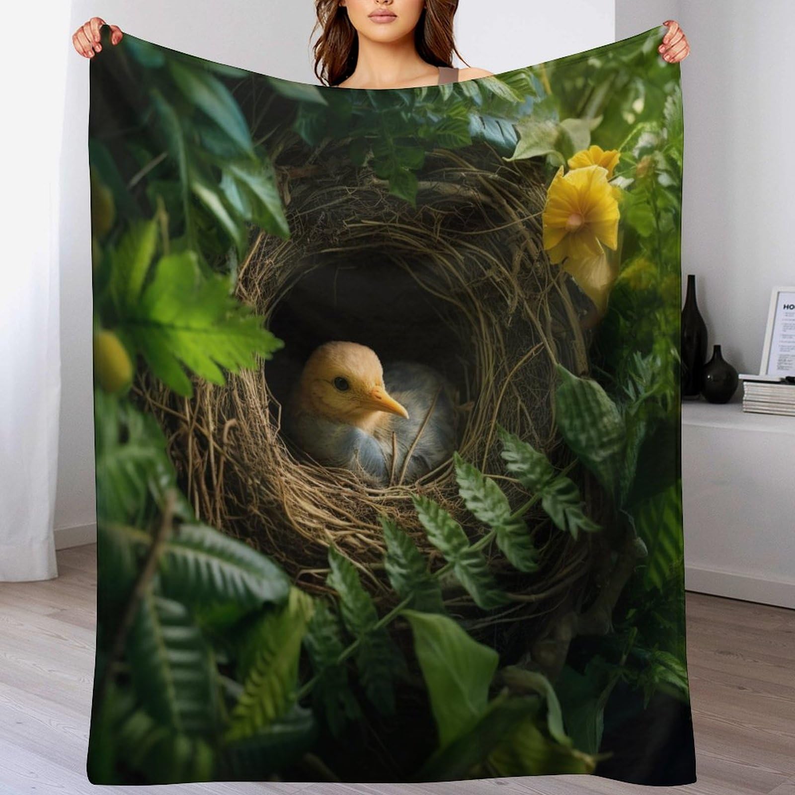 Couverture de salon en flannel motif oiseau pour cocooner sur votre canapé