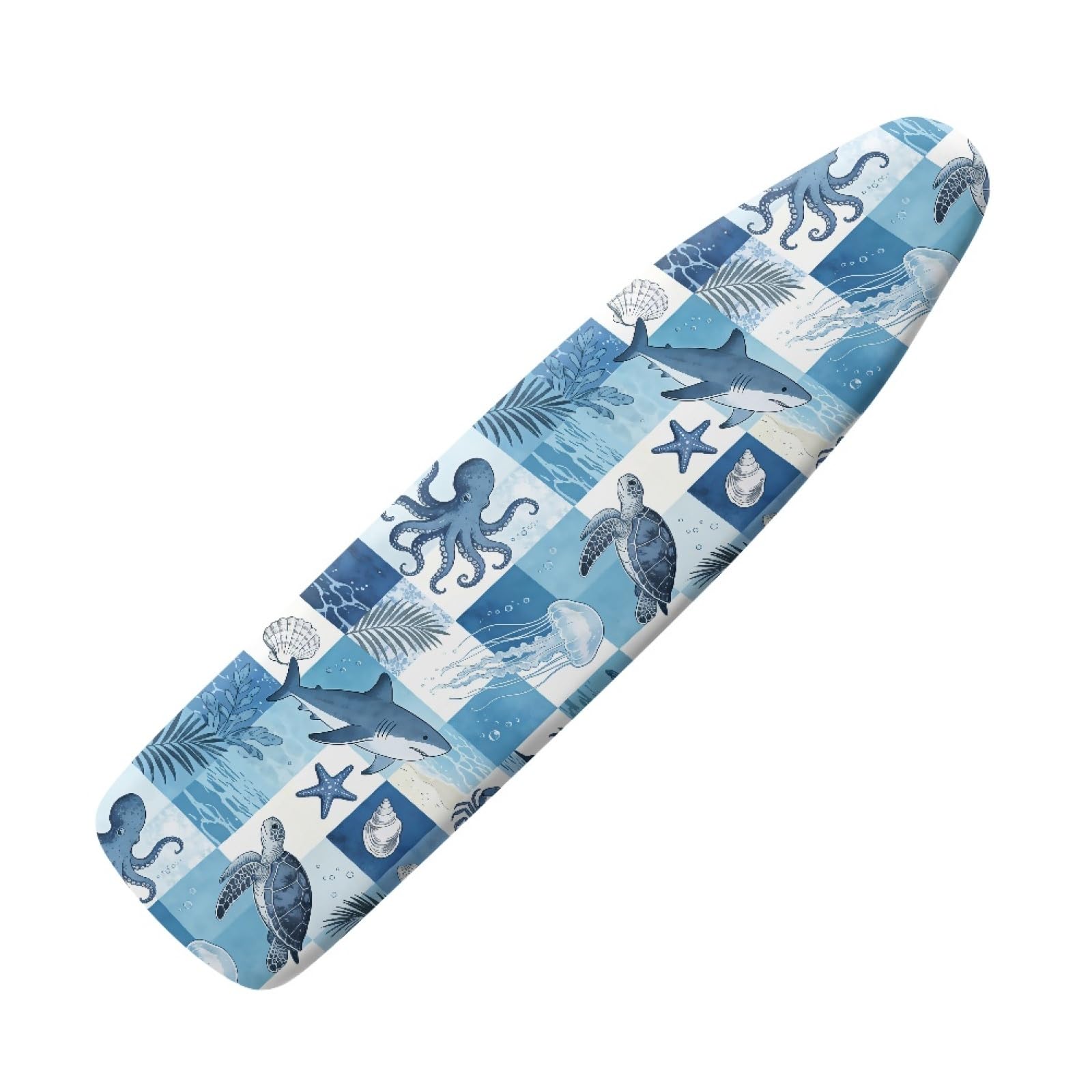 Elasticated Ironing Board Covers 125 X 45 Blue Shark Universal iron board covers and Padding,Adjustable Fastener,Durable,Washable,Easy to Install,Slip-resistant and heat-resistan
