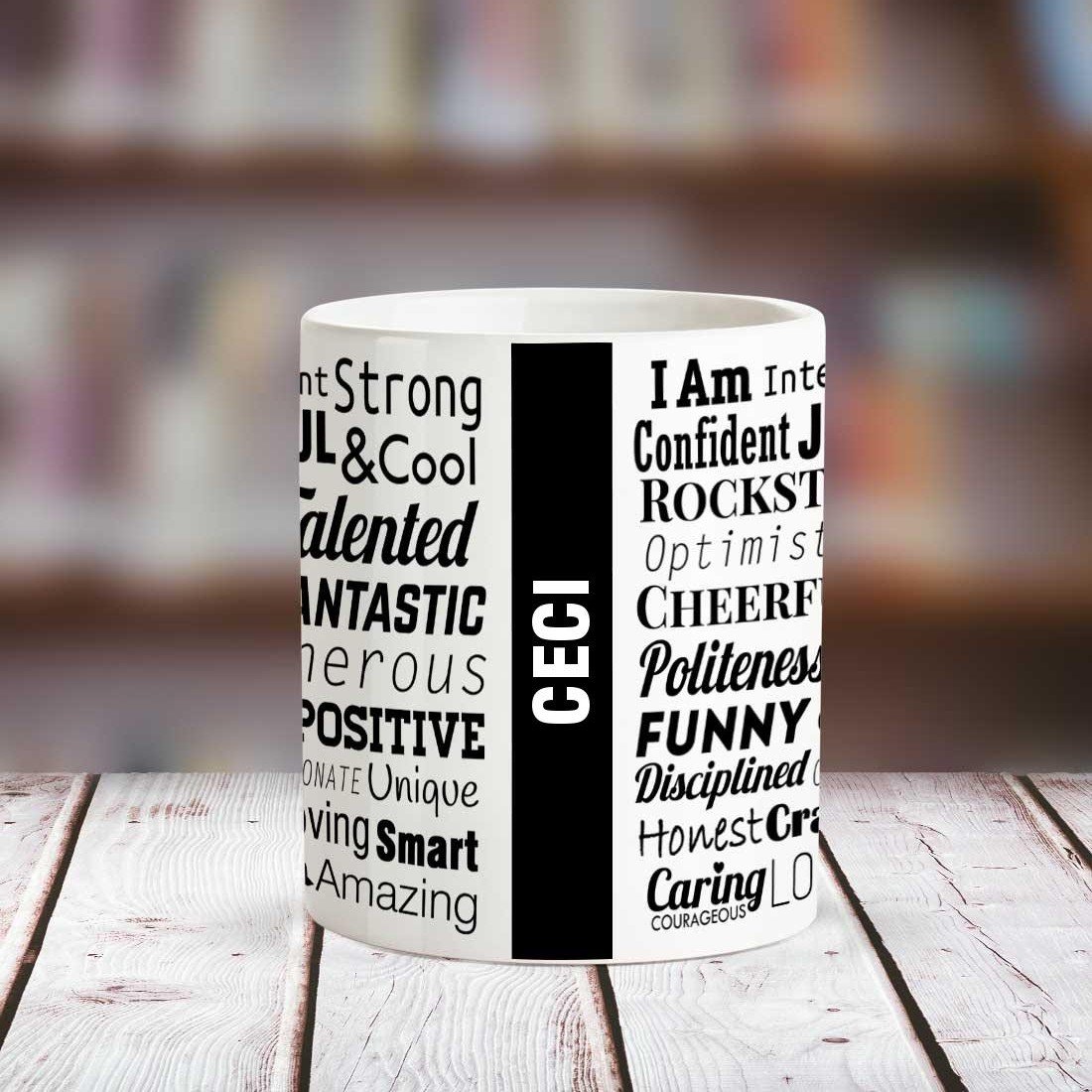 Huppme CECI Good Personality White Ceramic Coffee Name Mug