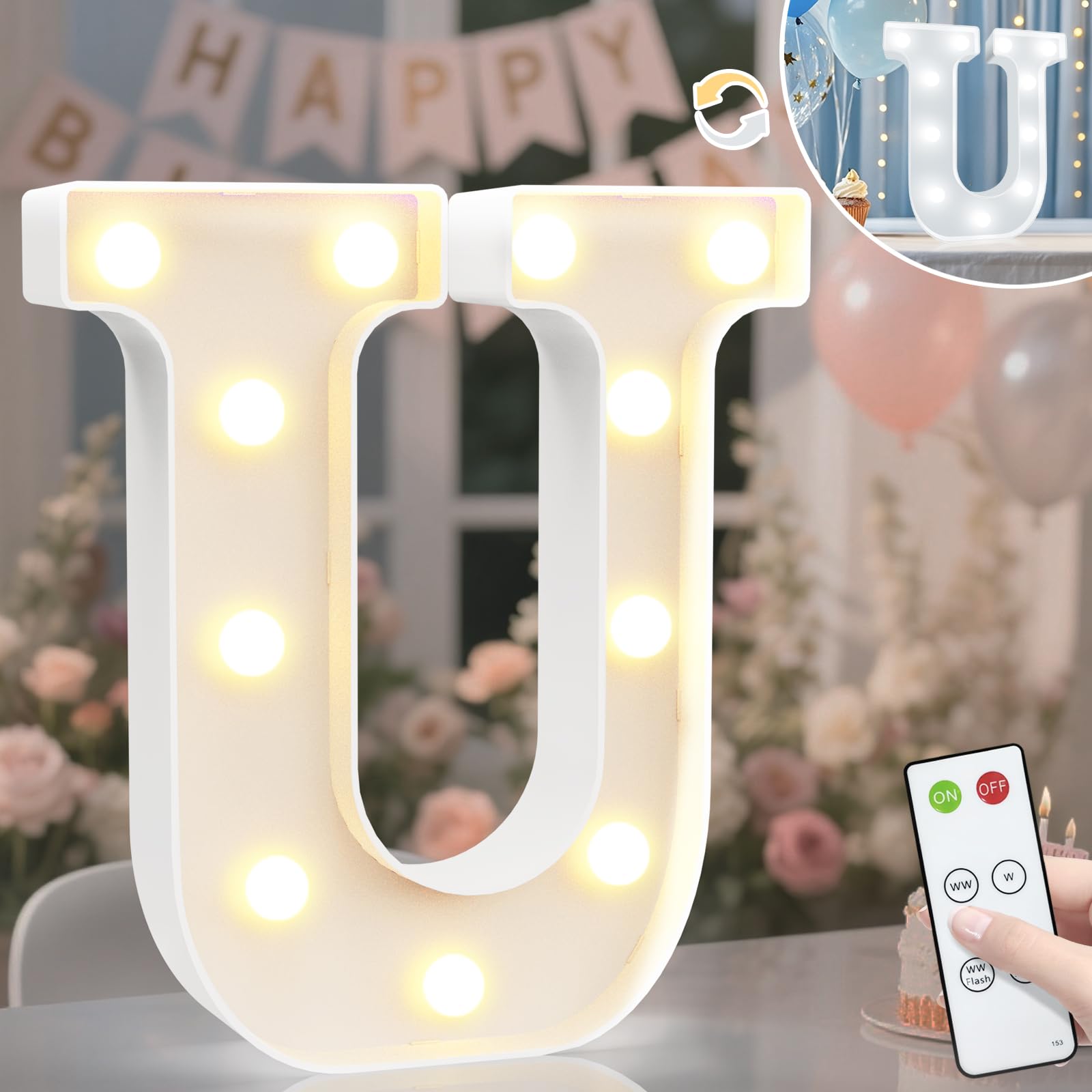 8.8" Decorative LED Light Up Numbers, Marquee Numbers Lights for 7th Birthday Decorations, Lighted Number Sign for Birthday Party Night Lights Wedding Anniversary Home Wall Decor, White Number 7 — view 60