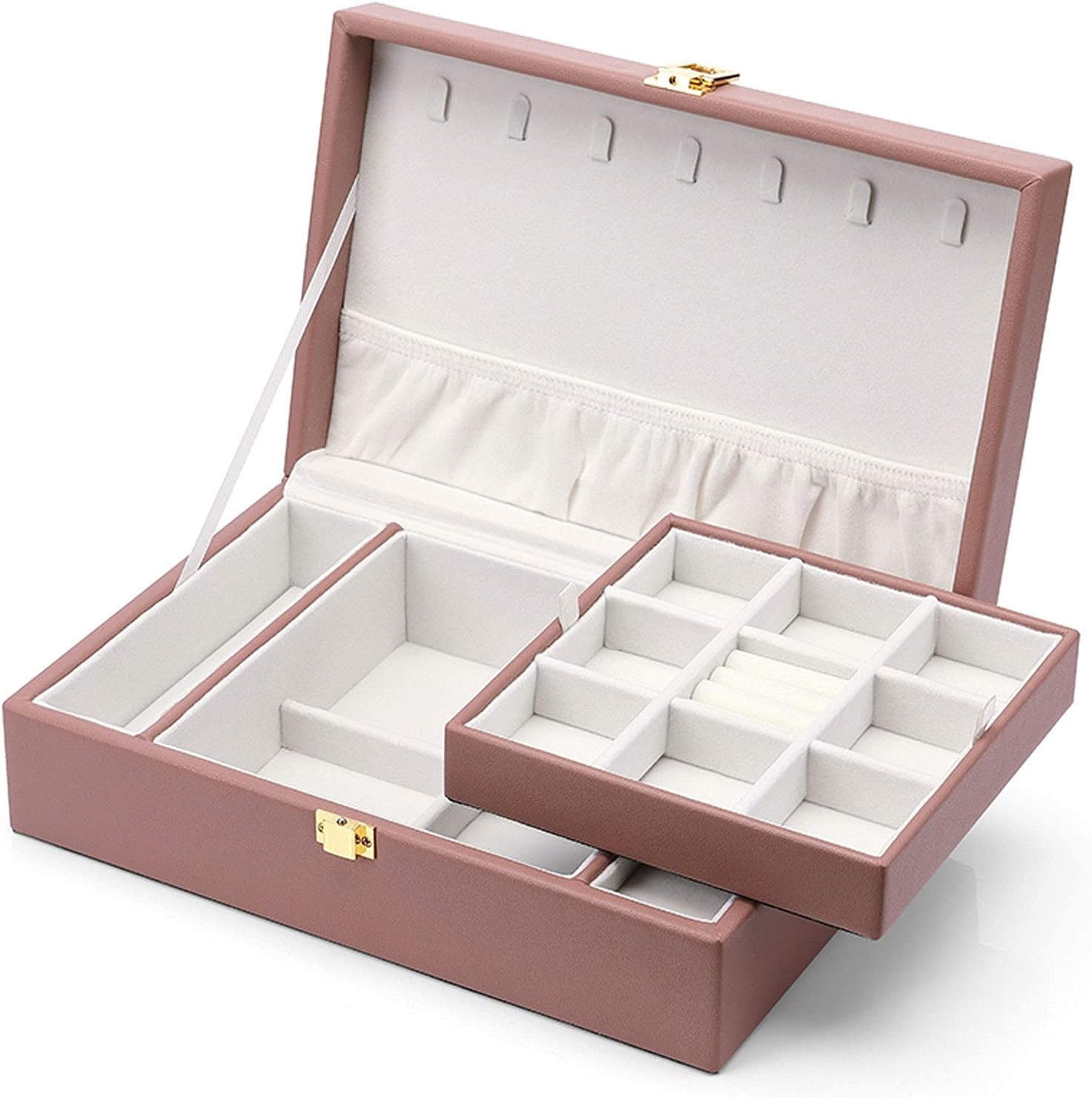 Jewelry Travel Box Luxury PU Leather Jewelry Organizer Box Jewelry Box Decoration Ring Necklace Earrings Watch Storage Box Ladies Fashion Gift Jewelry Organizer Storage Case ( Color : Pink )