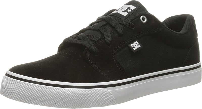 DC mens Anvil Skateboarding Shoe, Black/White/Black, 12.5 US