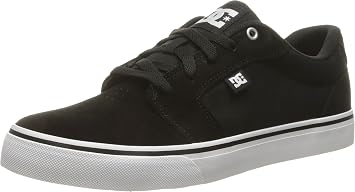 DC Mens Anvil Skateboarding Shoe, Black/White/Black, 6 D US