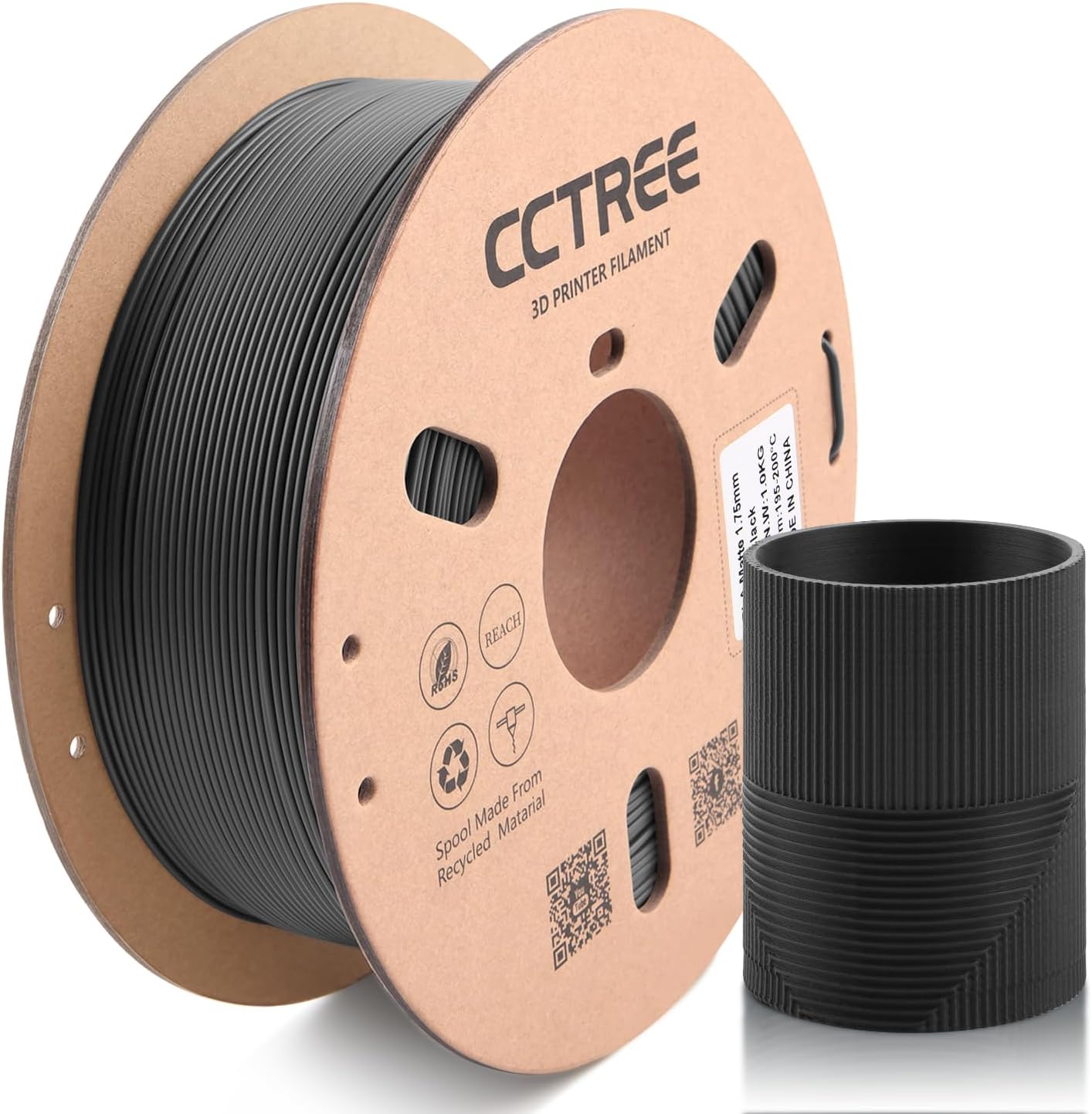 CCTREE Black PLA Filament 1.75mm High Speed 3D Printer PLA Filament Matte...