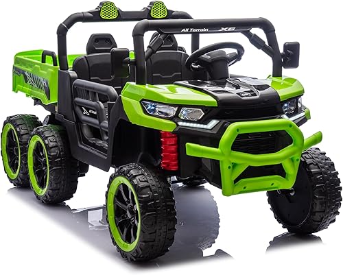 Vista 8 de Camión volquete eléctrico de 24 V y 2 plazas 4WD con cama volquete eléctrica, UTV eléctrico con control remoto, pala, lazo de tracción, reproductor