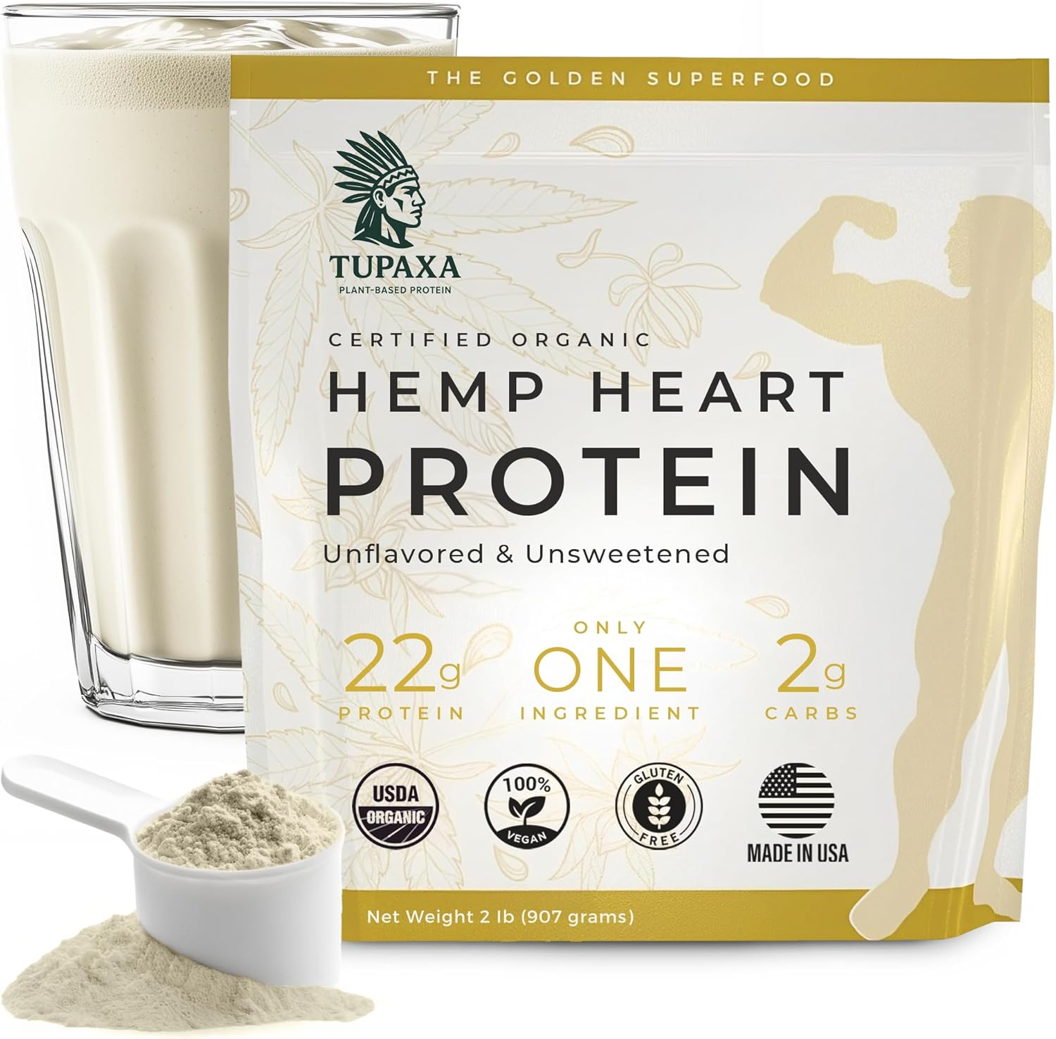 USDA Organic Hemp Protein Powder for Women & Men - Chocolate Pure Natural - Plant Based Powder, Vegan, Gluten Free, Keto - Hemp Seed Powder Cold-Pressed (20 Servings (1.61 lb), Chocolate)