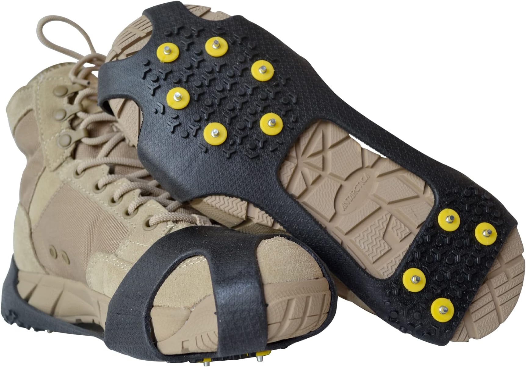 Ice Cleats Snow Crampons for Shoes and Boots 10 Studs Crampons Ice Grips Anit Slip Silicone Rubber Walk Traction Ice Cleats Slip-on Stretch Footwear Walking on Snow and Ice S/M/L/XL