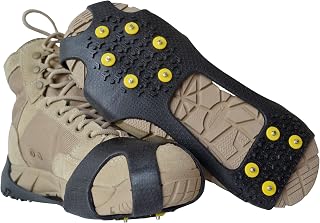 Ice Cleats Snow Grippers for Shoes and Boots Crampons Ice Grips Anit Slip Silicone Rubber Walk Traction Ice Grippers Stainless Steel 10 Spikes Slip-on Stretch Footwear S/M/L/XL