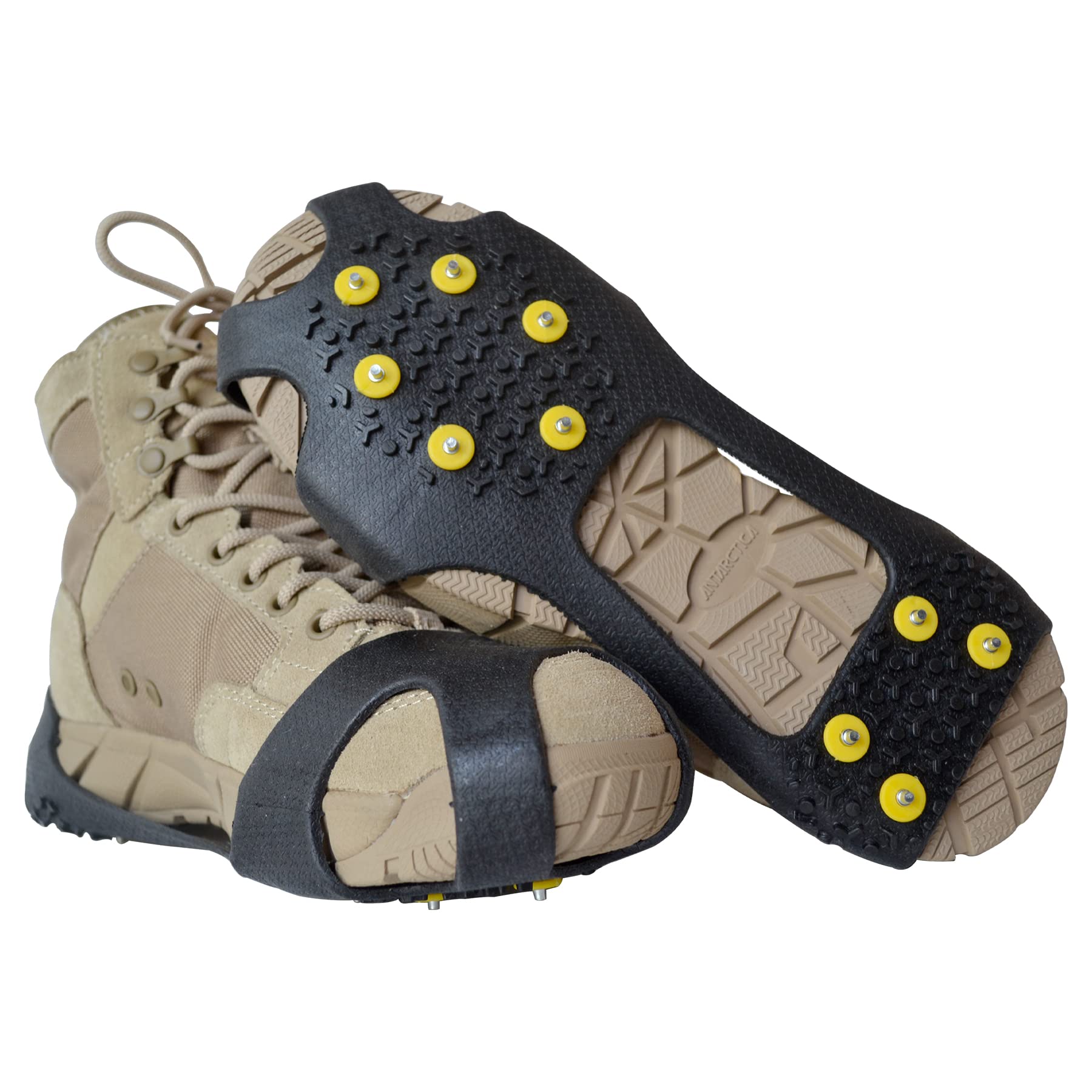 Ice Cleats Snow Crampons for Shoes and Boots 10 Studs Crampons Ice Grips Anit Slip Silicone Rubber Walk Traction Ice Cleats Slip-on Stretch Footwear Walking on Snow and Ice S/M/L/XL