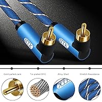 Vista 5 de EMK Cable de subwoofer de 90 grados, cable RCA macho a macho, cable de audio coaxial digital para subwoofer, TV, barras de sonido, amplificador