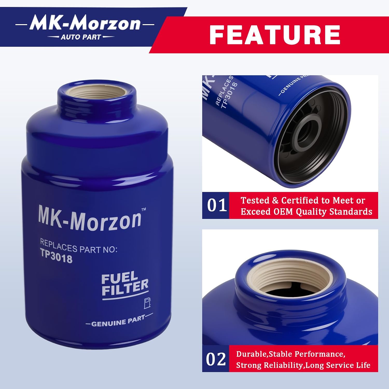 6.6 Duramax Fuel Filter TP3018 Compatible with 2001-2016 Chevy Silverado GMC Sierra 2500 3500 HD Diesel Engine Replaces# TP3012 12664429 12633243 9305685