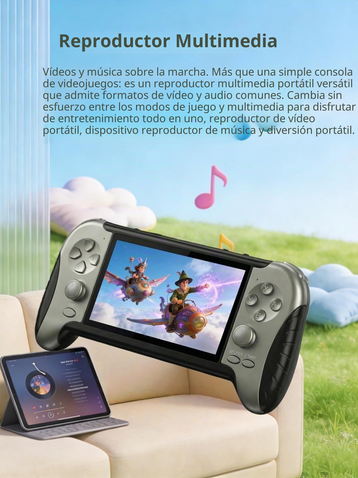 Consola de Juegos Retro YHFITN de 4,3 Pulgadas con Juegos Integrados, Salida de TV, Reproductor de vídeo y música, batería Recargable, cumpleaños para Adolescentes y Adultos.