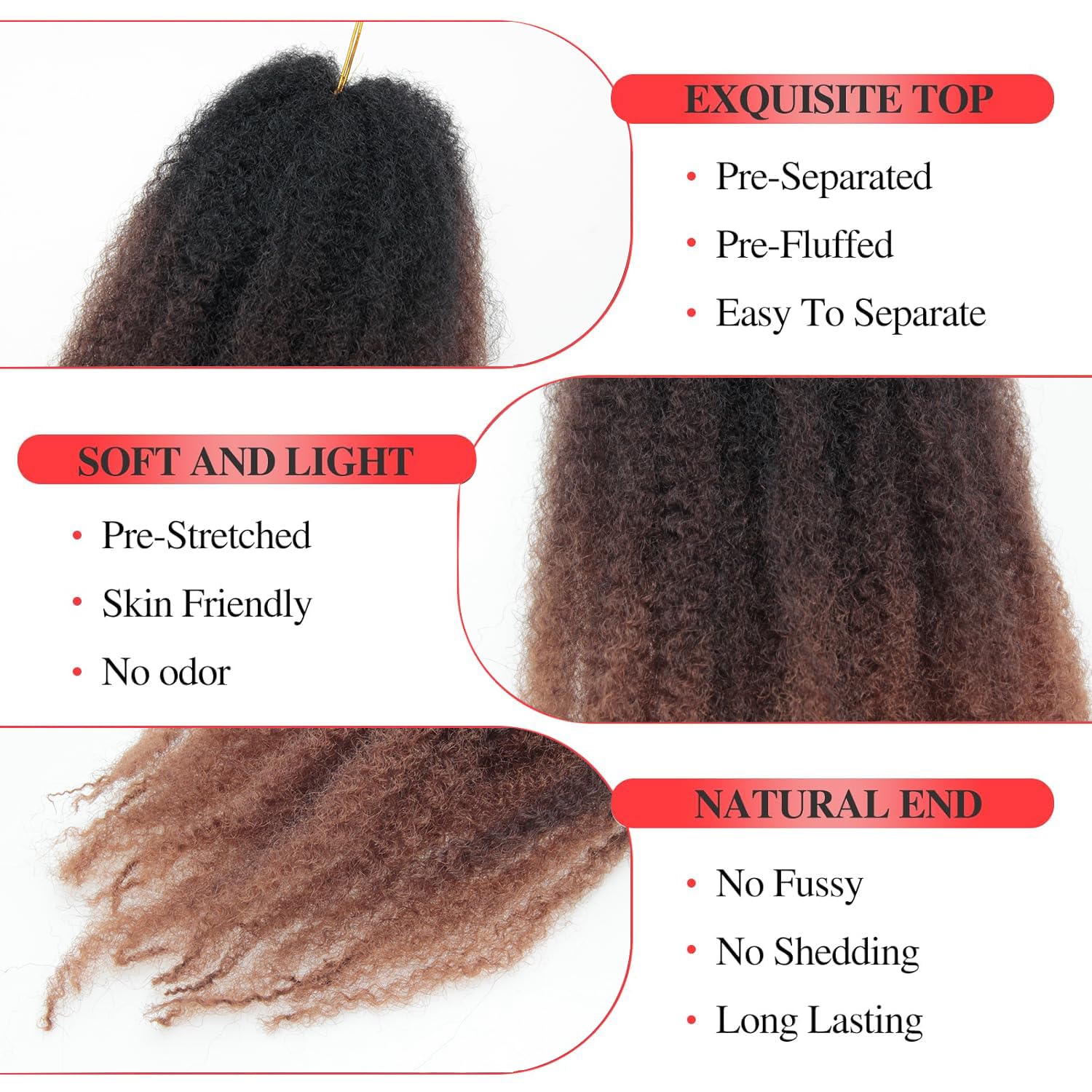 QRHSUKA Marley Twist Braiding Hair 18 Inch Marley Twist Hair 8 Packs Cuban Twist Hair Afro Kinky Curly Crochet Hair Synthetic Marley Hair Extensions (18 Inch(Pack of 8),1B/4/30)