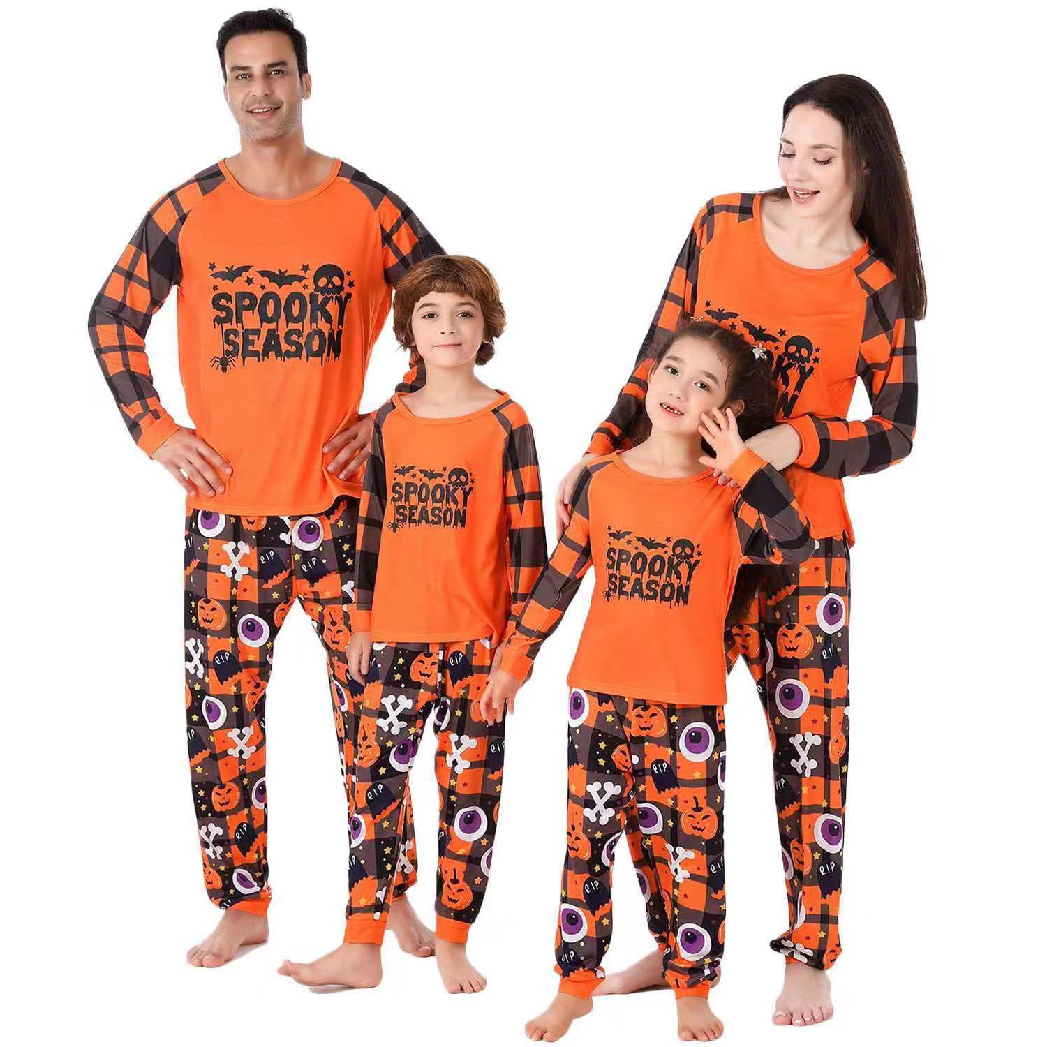Halloween Matching Pajamas Set for Family Funny Print Jammies PJs Holiday Sleepwear Loungewear for Women/Men