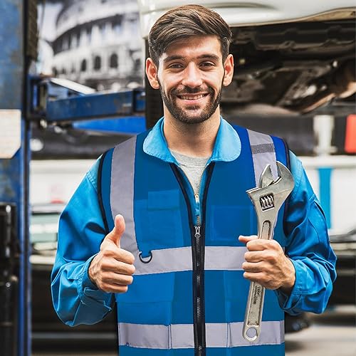 Miniatura 5 de UNATOM Chaleco de seguridad de alta visibilidad con tiras reflectantes cumple con el estándar ANSIISEA