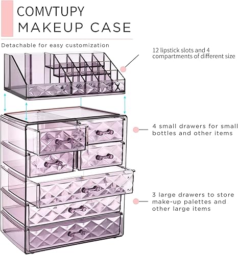 Miniatura 2 de COMVTUPY Organizador de maquillaje, diseño de moda, regalos para tu ser querido o para ti mismo. Las vitrinas de acrílico transparente para