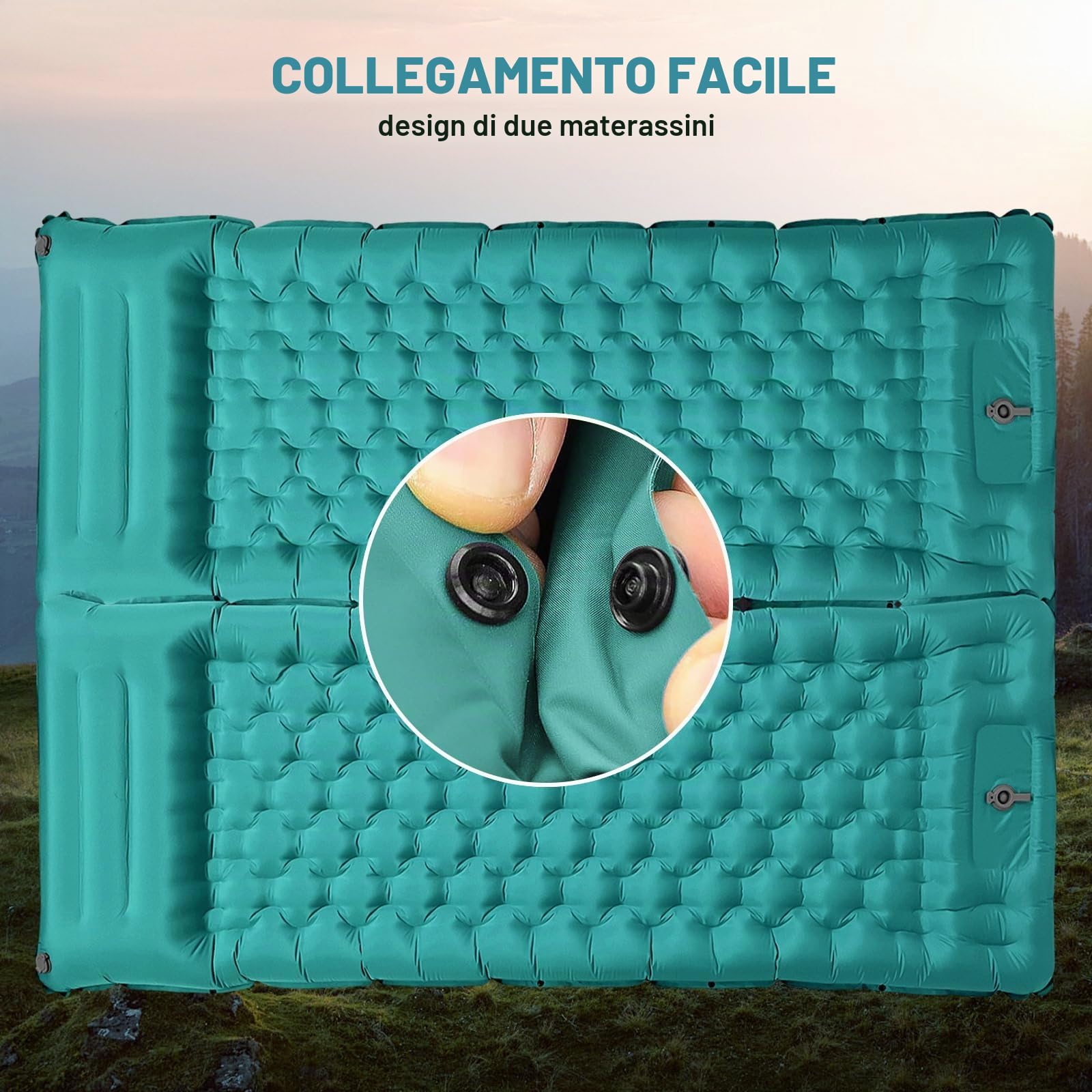 SHANNA Materassino Da Campeggio Autogonfiante: Extra Spesso 12 Cm Ultraleggero Materasso Gonfiabile Leggero E Compatto Con Pompa Integrata, Ottimale Per Campeggio, Escursioni (Blu Pavone)