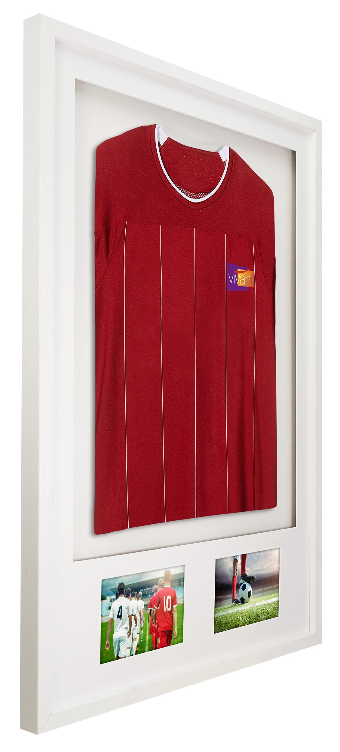 Vivarti DIY Adulto 3D montado + Doble Apertura Camiseta Deportiva Marco de Pantalla 61 x 91.5cm - Marco Blanco, Montaje Blanco, Tarjeta de Respaldo Blanca