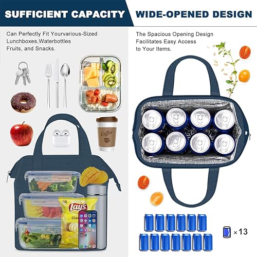 Miniatura 2 de Lonchera simple para mujeres y hombres, bolsa de almuerzo aislada y 1 bolsa de almacenamiento, bolsa de almuerzo simple reutilizable para el