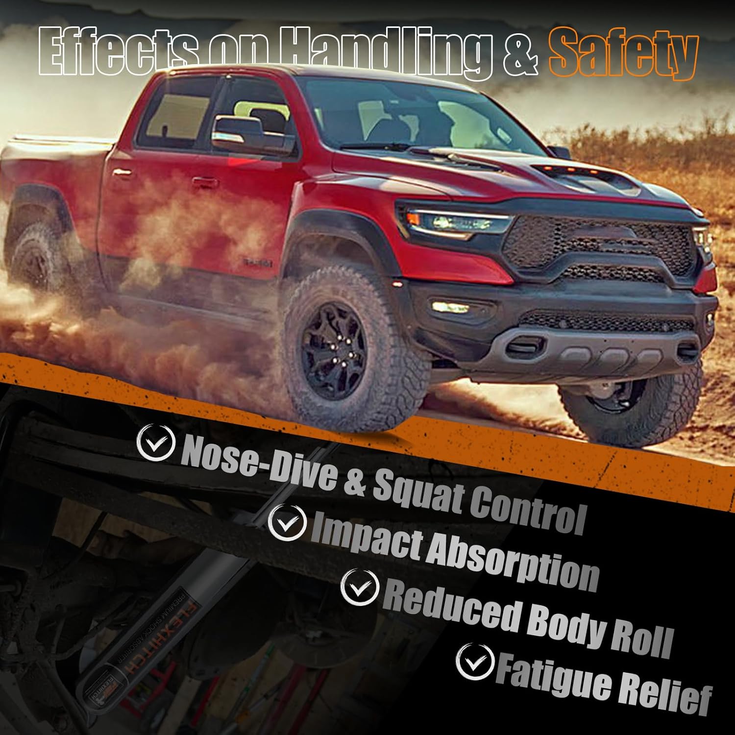 0-3" Rear Shock Absorbers for 2009-2018 Ram 1500 4WD | Off-Road Suspension Upgrade Restores Proper Shock Travel & Enhances Ride Comfort