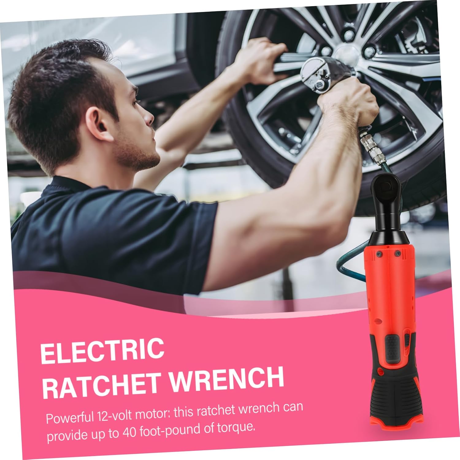 Tofficu Cordless Ratchet Wrench 12V 3/8-Inch Electric Tool Lithium-Ion Battery for Mechanics Adjustable Torque and Quick Release System