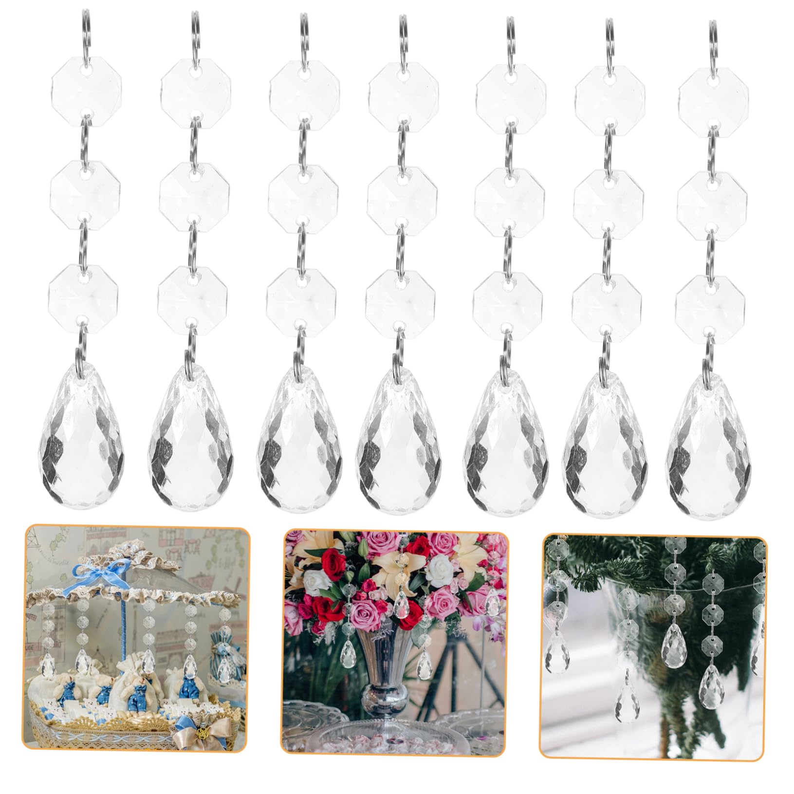 Zerodeko 4 Sätze Achteckiger Perlenanhänger Hochzeitsdeko Weihnachtsdeko Chandelier Anhänger Bastelzeug Dekorationen Kristallverzierung Für Lampe Anhänger Hängende Plastik 30 Stück * 4