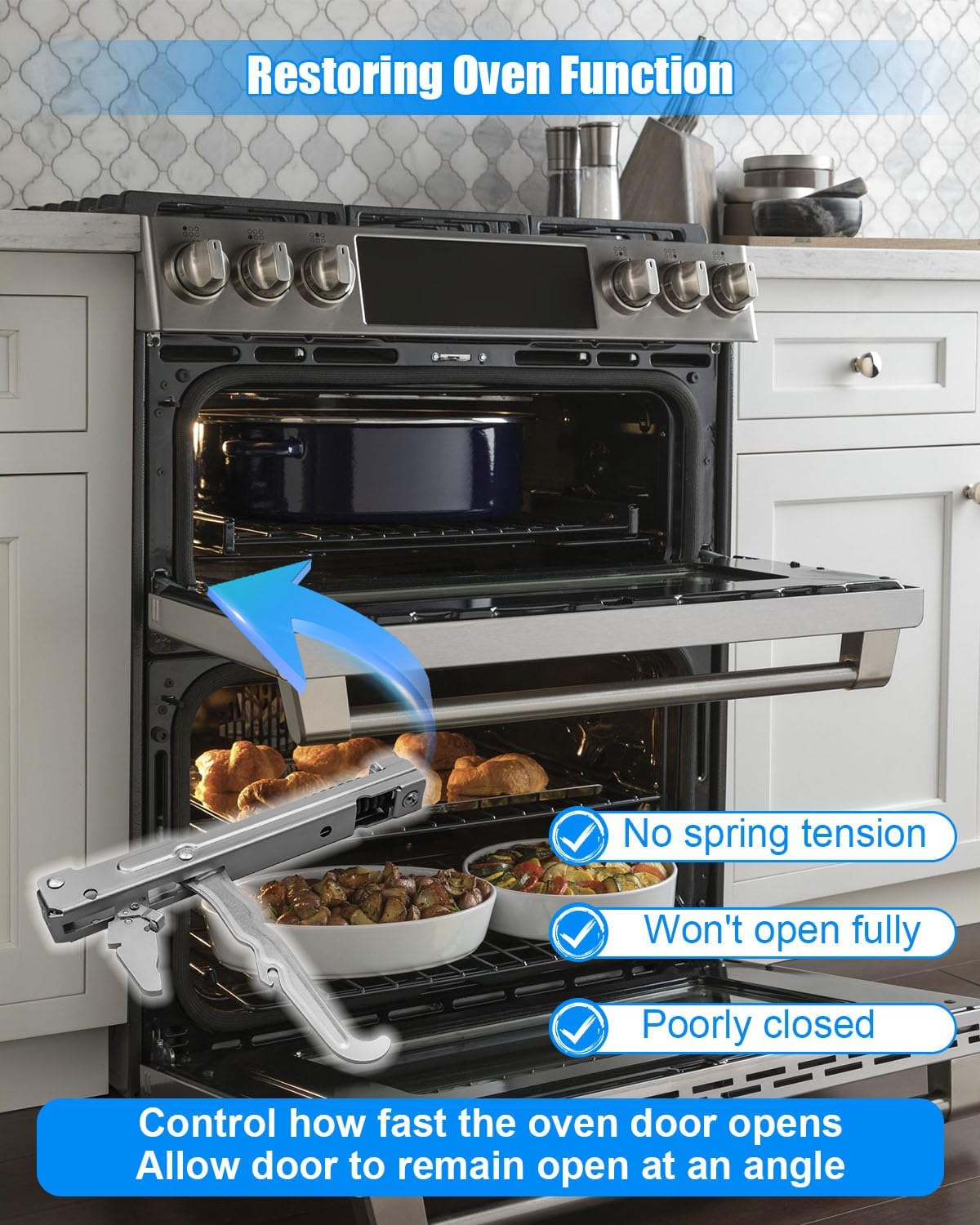 Upgrade 318024747 Oven Door Hinge Compatible with Frigidaire Kenmore and Sears Ovens and Ranges, Range Door Hinge Replace 318328010 318024715, Stainless Steel, 2 Pcs