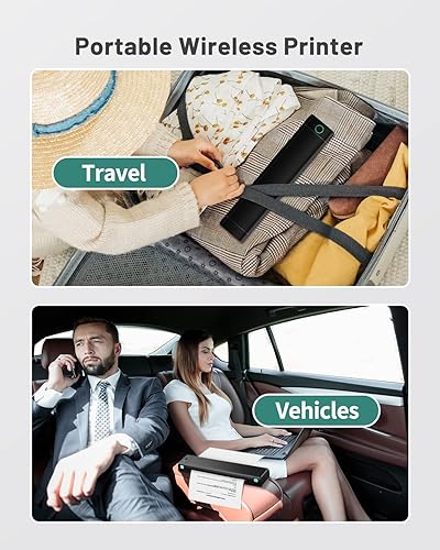 Miniatura 5 de Odaro M08F - Impresora portátil de letras con bolsa de transporte, impresora térmica Bluetooth inalámbrica sin tinta para viajes, pequeña impresora