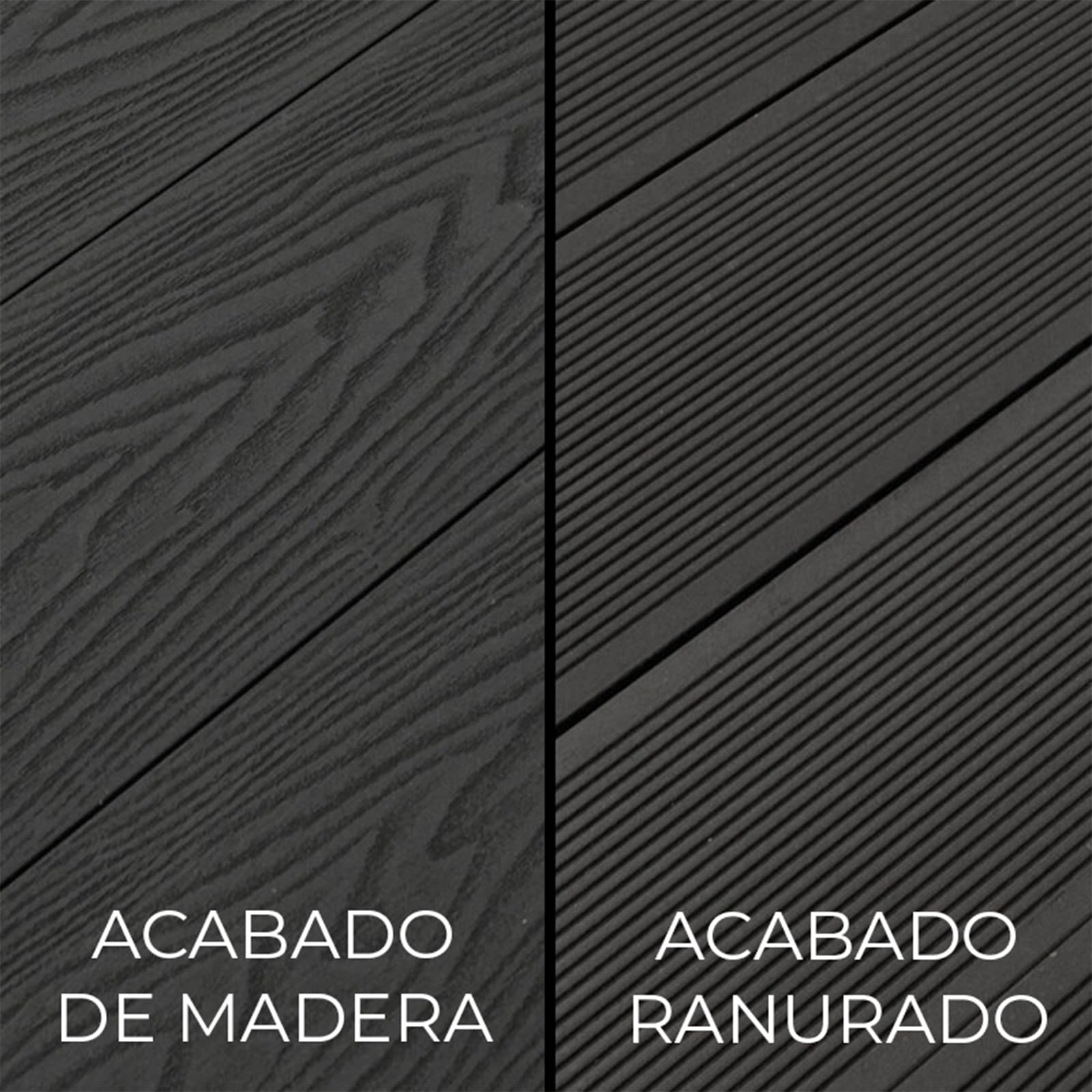 YOEVU | Lama de composite WPC | 2,2m x 14,5cm x 2,2cm, Gris | Resistente a la intemperie, antideslizante, fácil de instalar | Para terrazas y exteriores