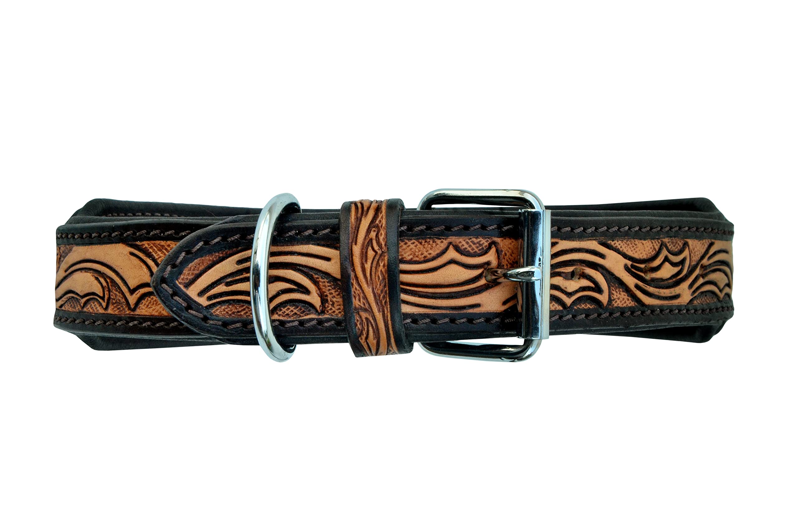 Leather Dog Collar Western Style Heavy Duty Hand - Main Image