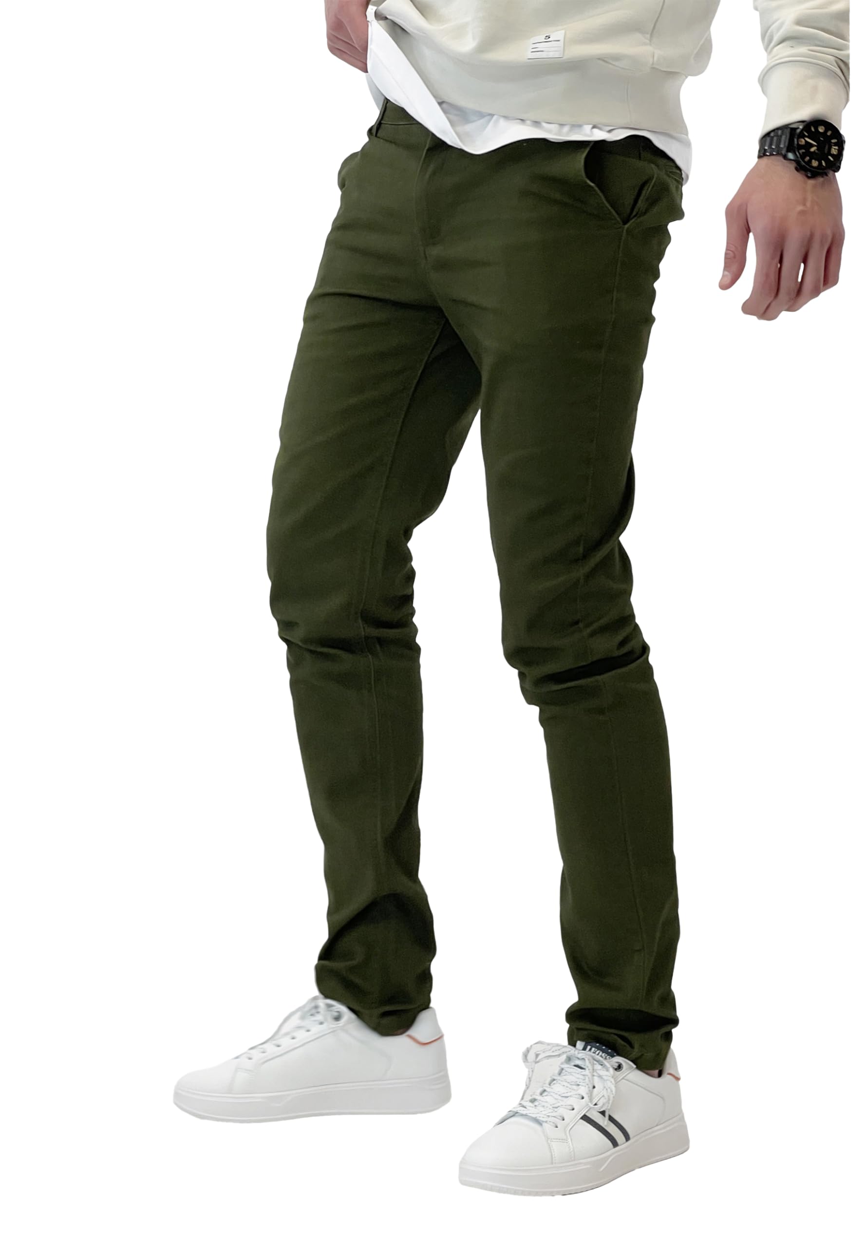 Elara Męskie Spodnie Chinosy Regular Slim Fit Stretch Chunkyrayan