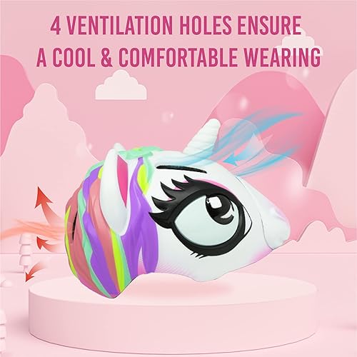 Miniatura 7 de PATHLANE Casco de unicornio y tiburón para niños y niñas, casco de bicicleta para niños de 3 a 8 años, casco de bicicleta certificado de seguridad