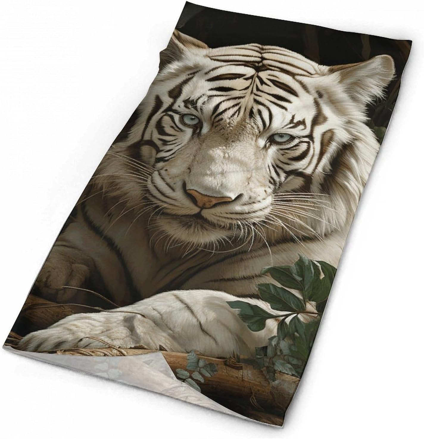 Lying White Tiger UV Protection Bandana Neck Gaiter Face Mask