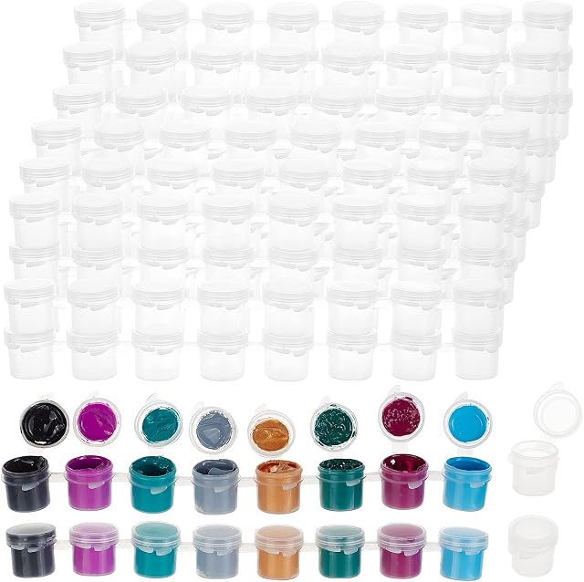 PandaHall 200 Pots Empty Paint Pots Strips, 5ml/ 0.17 oz Mini Clear Storage Containers Painting Arts Crafts Supplies for Classrooms Schools Paintings Art Festivals Summer Camps, 25 Strips