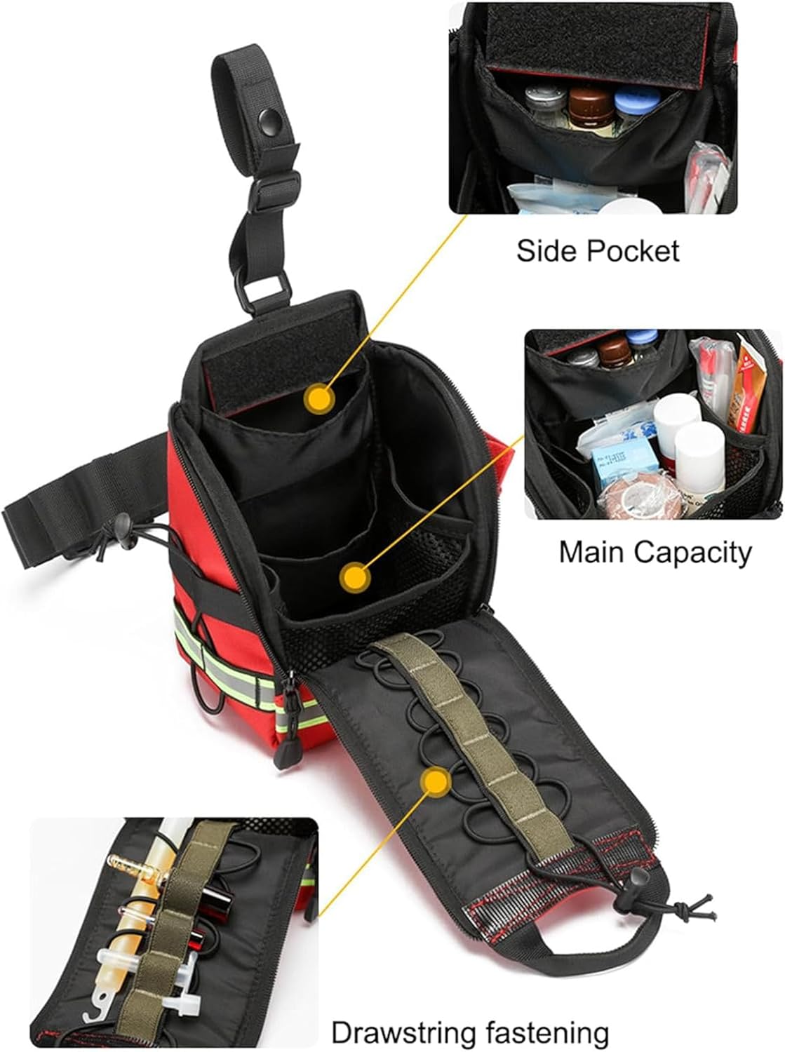 First Aid Bags Empty, Fanny Pack Bag, Lifeguard Hip, Portable Responder Trauma with Reflective Strip for Cycling Hiking Camping Daycare