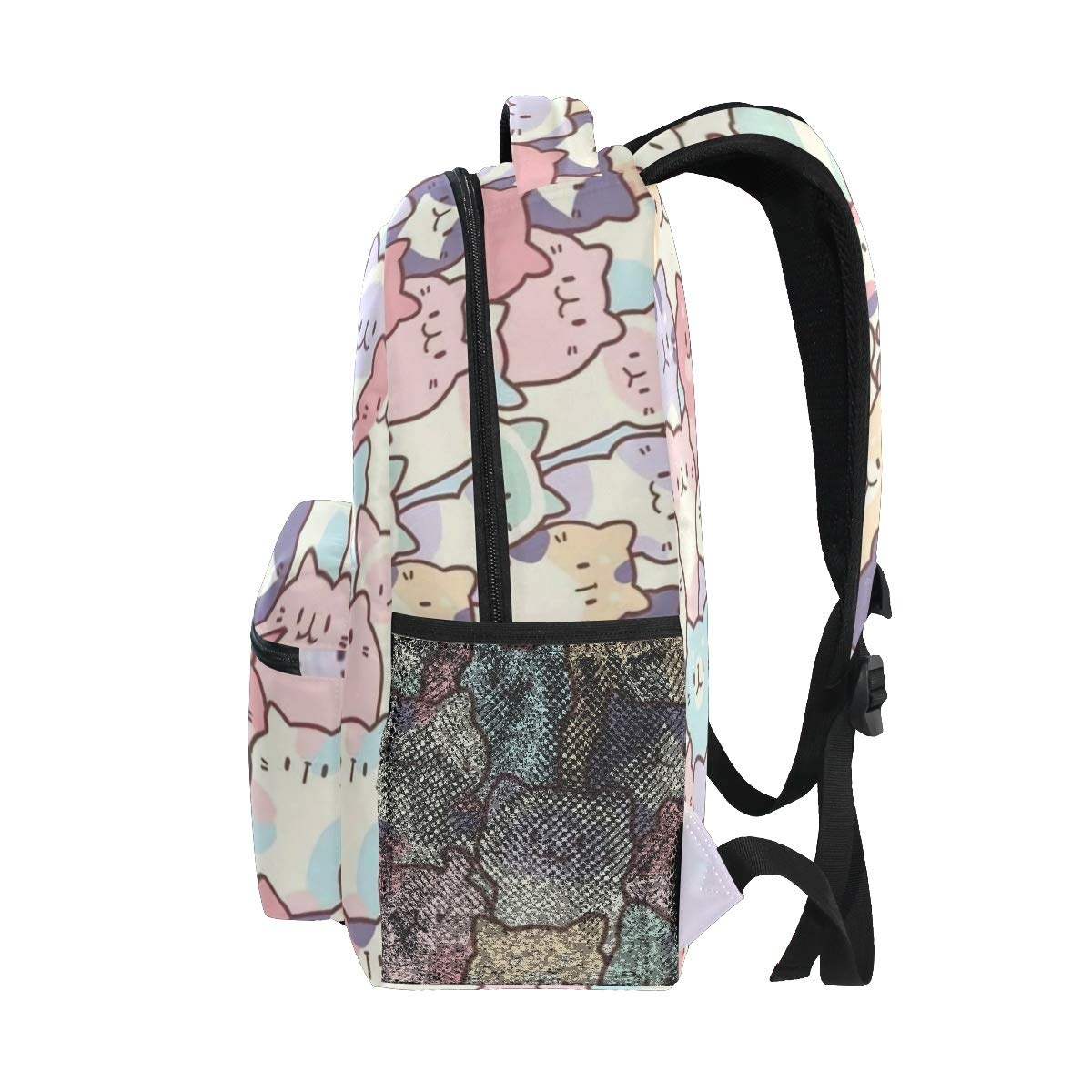 Sac à dos spacieux, motif chat coloré, idéal pour la randonnée, les voyages, le camping