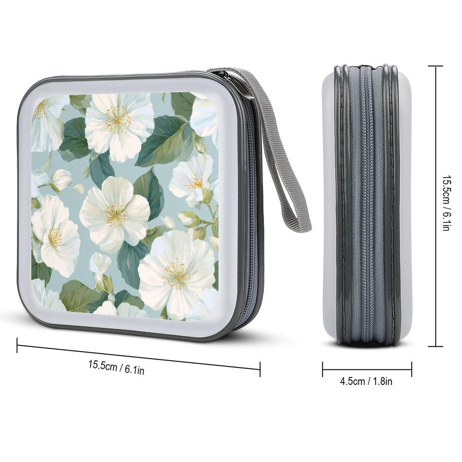 DuduYH White Primrose CD Case DVD Storage Case Portable for Car Home Travel