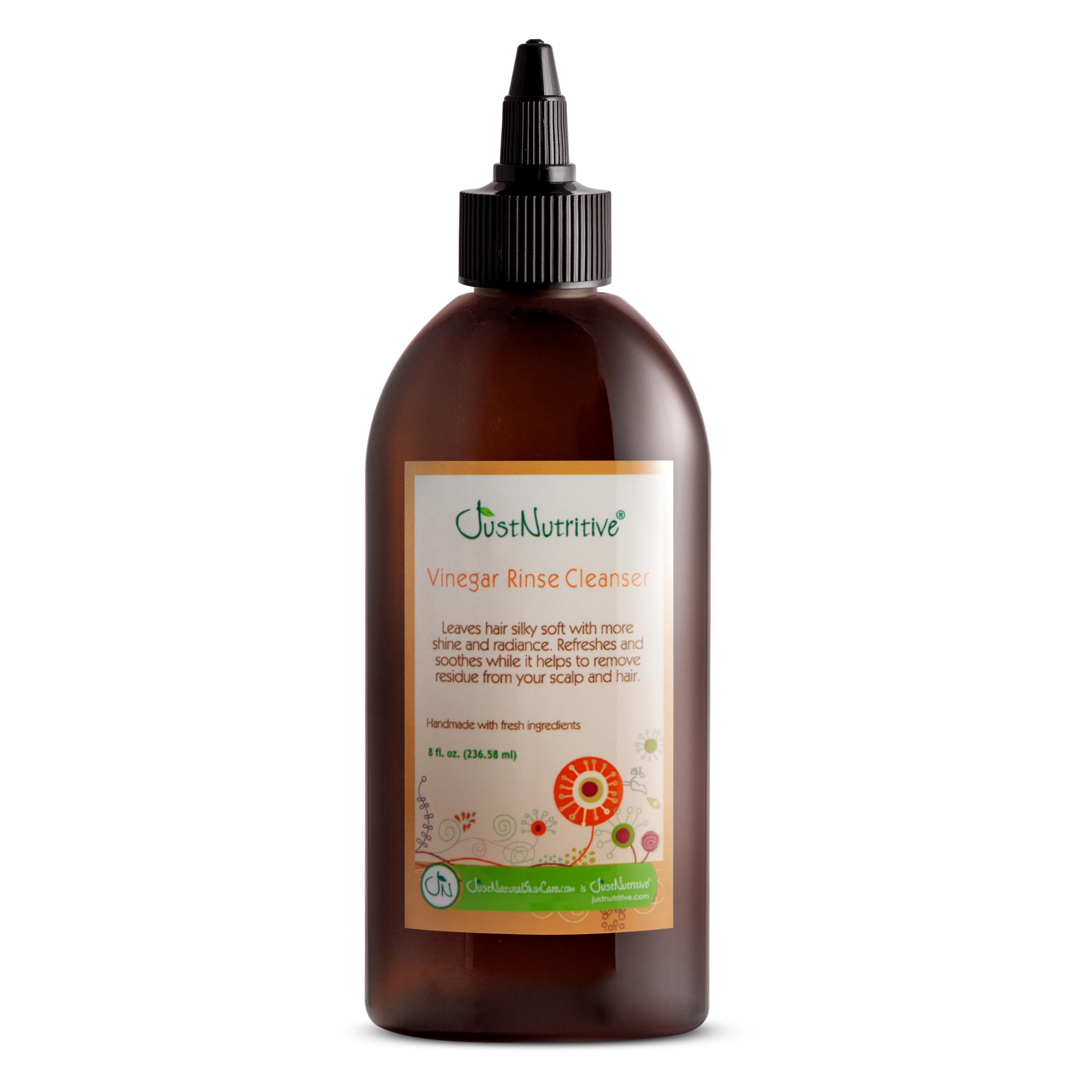 Just Nutritive Apple Cider Vinegar Rinse Cleanser for Gray Hair - Removes Hard Water Buildup, Brassiness & Yellowing Clarifying Scalp Detox, Sulfate-Free, 8 oz