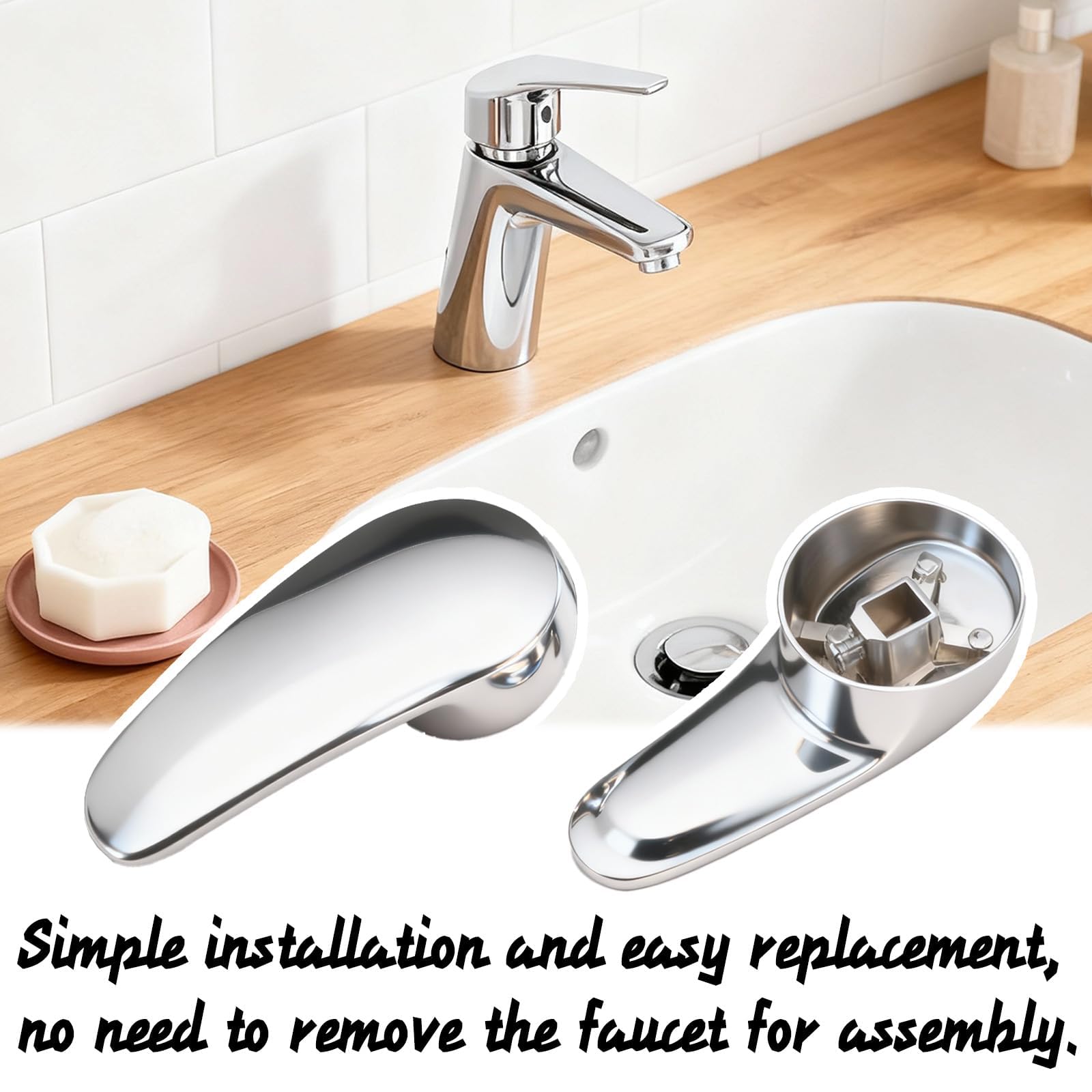 Maniglia per Rubinetti con Pulsante di Colore Caldo Freddo 40 mm, Compatibile con Sistemi di Acqua Calda e Fredda, in Lega di Zinco, per Cucina e Bagno, Design Elegante - Argento