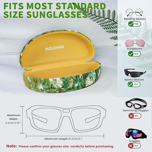 Vista 4 de molshine Estuche rígido para lentes de sol, estuche grande para lentes de sol de gran tamaño para mujeres y hombres