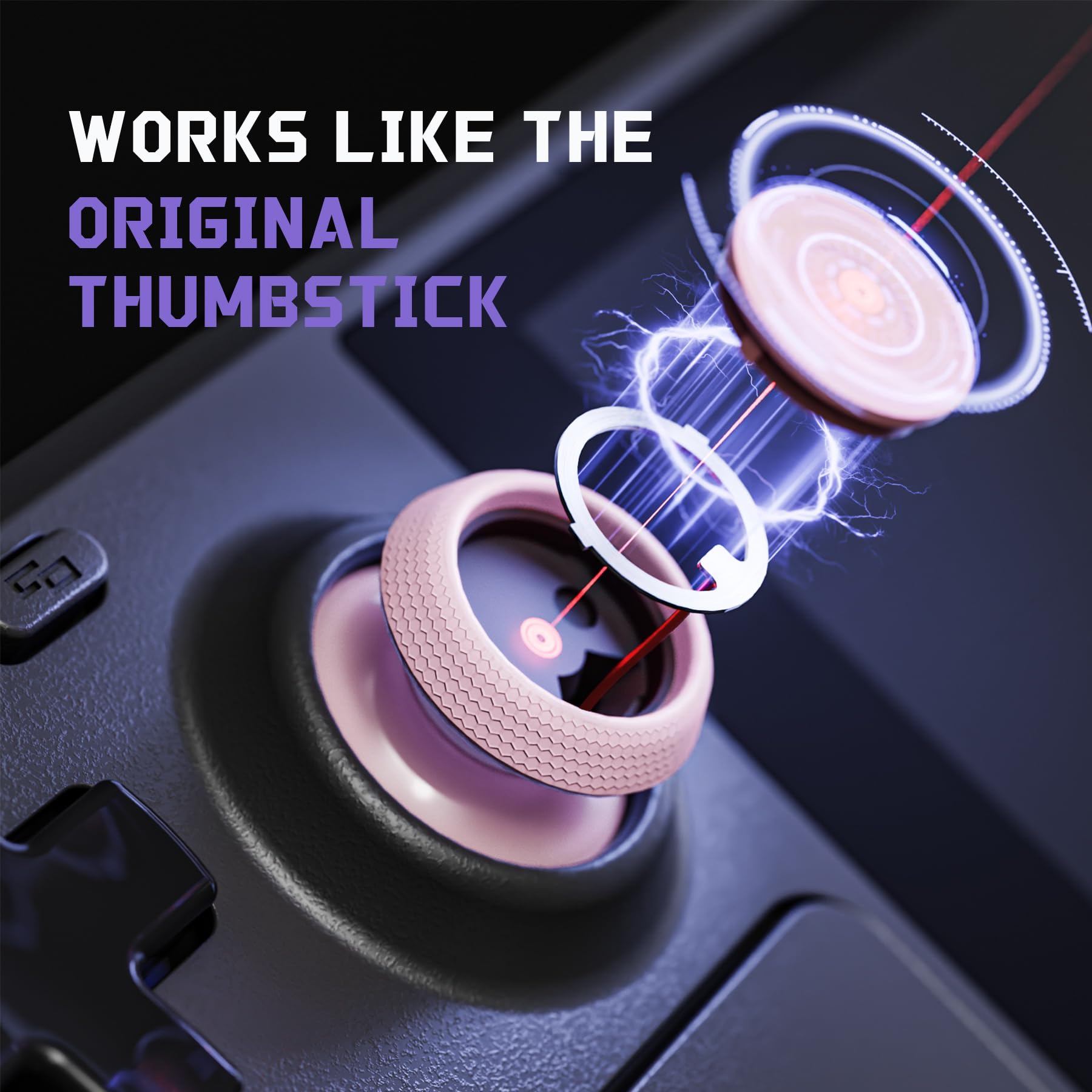 eXtremeRate Replacement Thumbsticks for Steam Deck LCD, Custom Analog Stick Joysticks Repair Kit for Steam Deck OLED Console with Original Touch Sensing, Anti-Slip Texture Grip - Cherry Blossoms Pink - 2