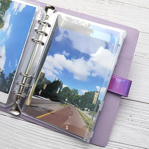 Miniatura 6 de 12 bolsillos para carpeta A5, bolsillos transparentes con cremallera, 6 agujeros, bolsas con cremallera, bolsillos para carpetas de hojas sueltas