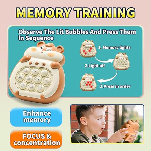 Miniatura 4 de Haboqo Juego de burbujas de empuje rápido, juego de mano de empuje rápido para niños pequeños, juguete sensorial educativo interactivo, regalo para