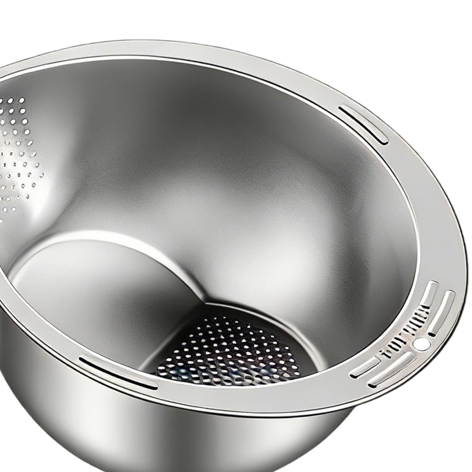 Rice Washer Strainer Bowl - Contenedor de malla inferior Slanted | Side Drainer Stainless with Garlic Mincer Plate, Kitchen Strainer with Non Slip Base, Fruit Drainer, Washing Bowl for Vegetable