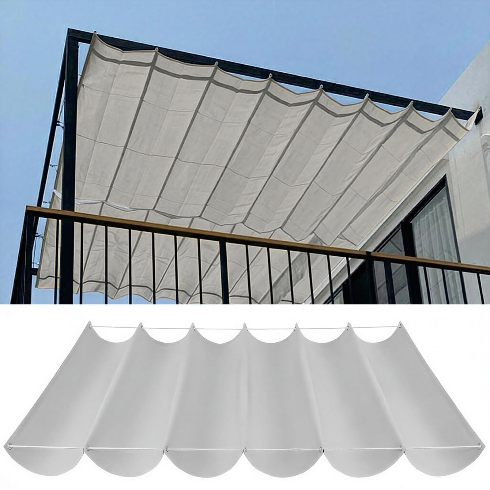 Auvent ondulé bâche ombrage 135x220 toile PES résistant pour extérieur