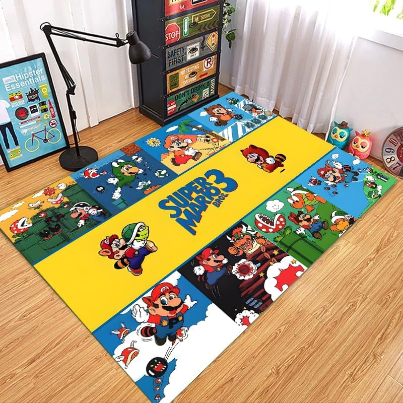 Mario Kawaii Rug Anime Carpet Cute Rugs for Bedroom Aesthetic Soft Carpet Decorative Rug for Indoor Outdoor 62 * 39in (Mario)