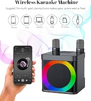 EASJOY Karaoke Gép 2 Mikrofonnal - Hordozható Bluetooth Karaoke Szett LED Világítással Gyerekeknek és Felnőtteknek, Ideális Bulikra és Szüle 2